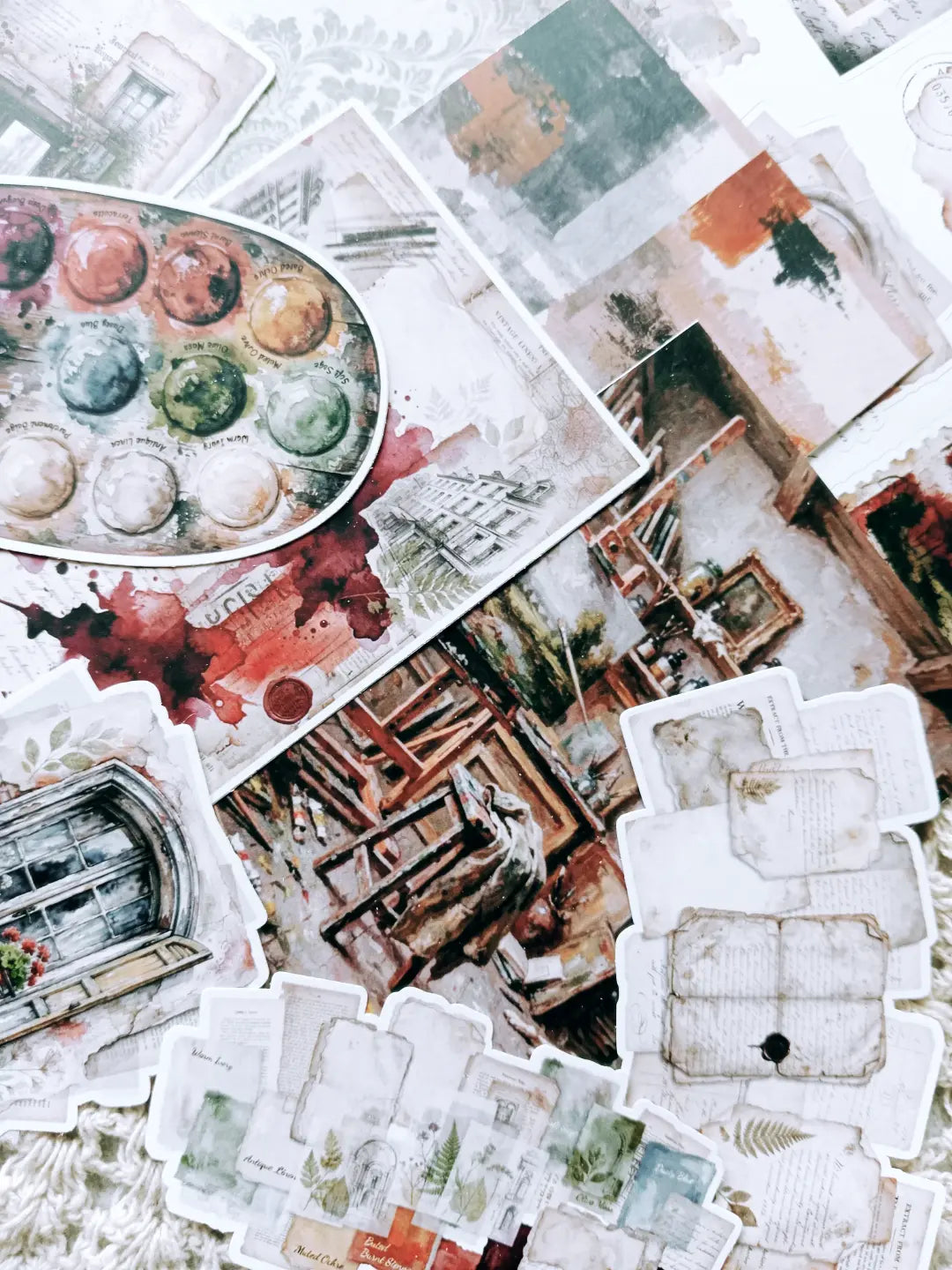 Artist's Atelier Creative Journaling Kit | Vintage Art Studio Collage Papers, Sticker Sheets & Die Cuts