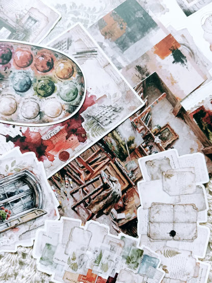Artist's Atelier Creative Journaling Kit | Vintage Art Studio Collage Papers, Sticker Sheets & Die Cuts