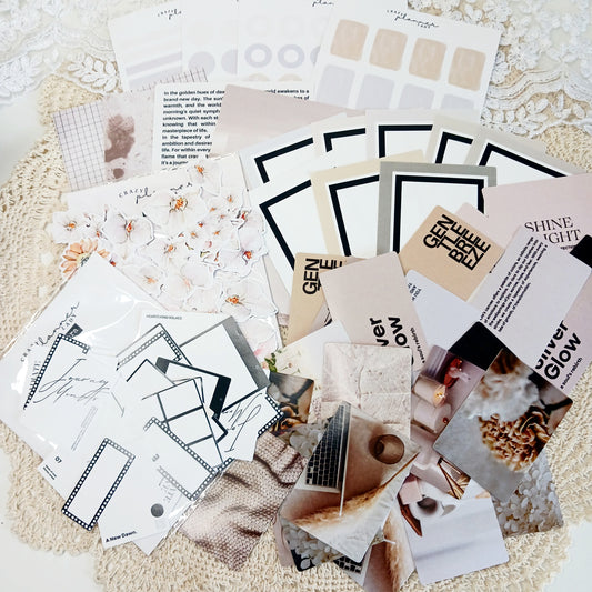 Vintage Journal Supplies Kit - 200 Elements Minimal Style