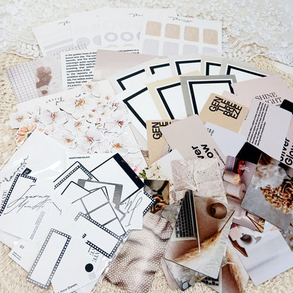 Vintage Journal Supplies Kit - 200 Elements Minimal Style