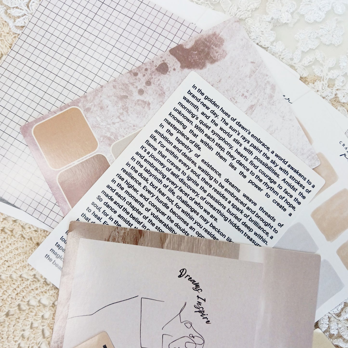 Vintage Journal Supplies Kit - 200 Elements Minimal Style