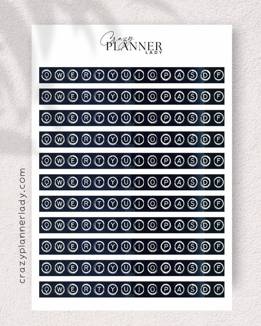 Neutral minimalist sticker sheet in beige, black, and soft tones – ideal for bullet journaling, creative planning, and aesthetic journaling setups.