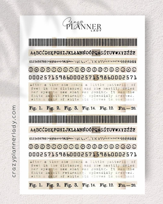 Neutral minimalist sticker sheet in beige, black, and soft tones – ideal for bullet journaling, creative planning, and aesthetic journaling setups.