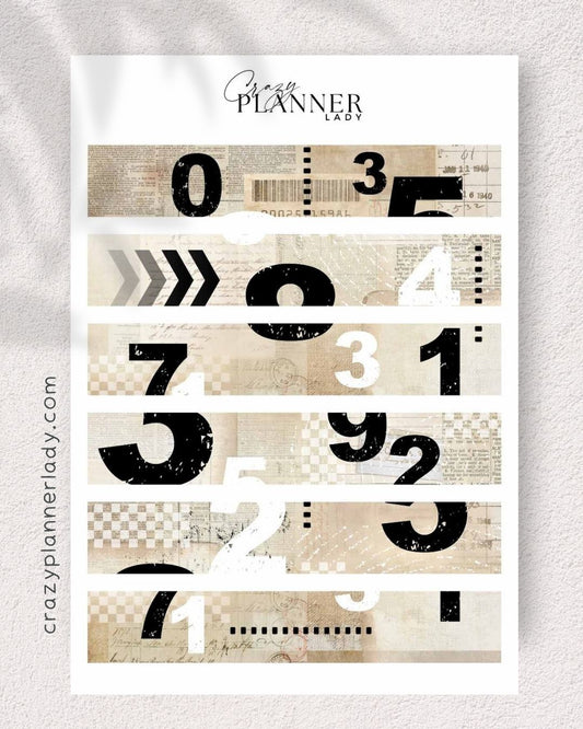 Neutral minimalist sticker sheet in beige, black, and soft tones – ideal for bullet journaling, creative planning, and aesthetic journaling setups.