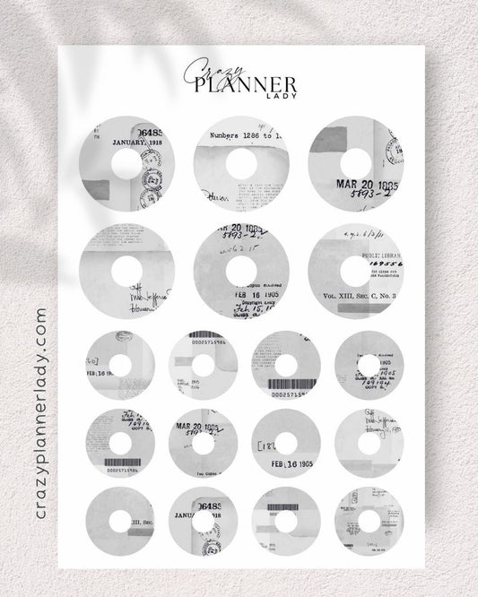 Neutral Basics Sticker Sheet – circles grey – for Journaling, Bujo & Planner Setup