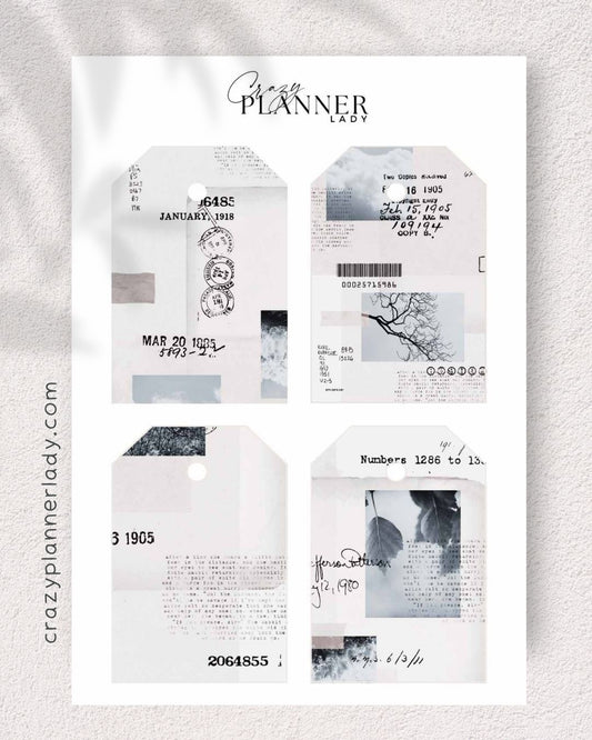 Neutral Basics Sticker Sheet – Tags Grey – for Journaling, Bujo & Planner Setup