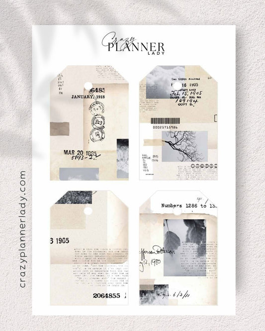 Neutral Basics Sticker Sheet – Tags beige – for Journaling, Bujo & Planner Setup