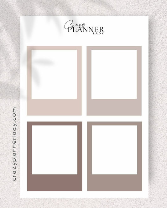 Neutral Basics Sticker Sheet – polaroid solid – for Journaling, Bujo & Planner Setup