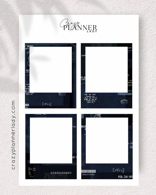 Neutral Basics Sticker Sheet – polaroid black – for Journaling, Bujo & Planner Setup