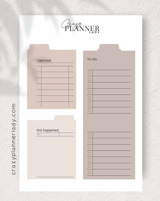 Neutral Basics Sticker Sheet – Tab notes solid  – for Journaling, Bujo & Planner Setup