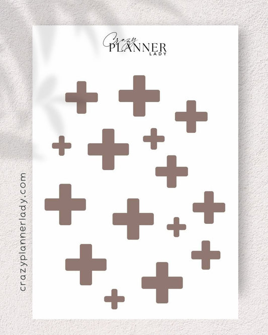 Neutral Basics Sticker Sheet – brown cross  – for Journaling, Bujo & Planner Setup
