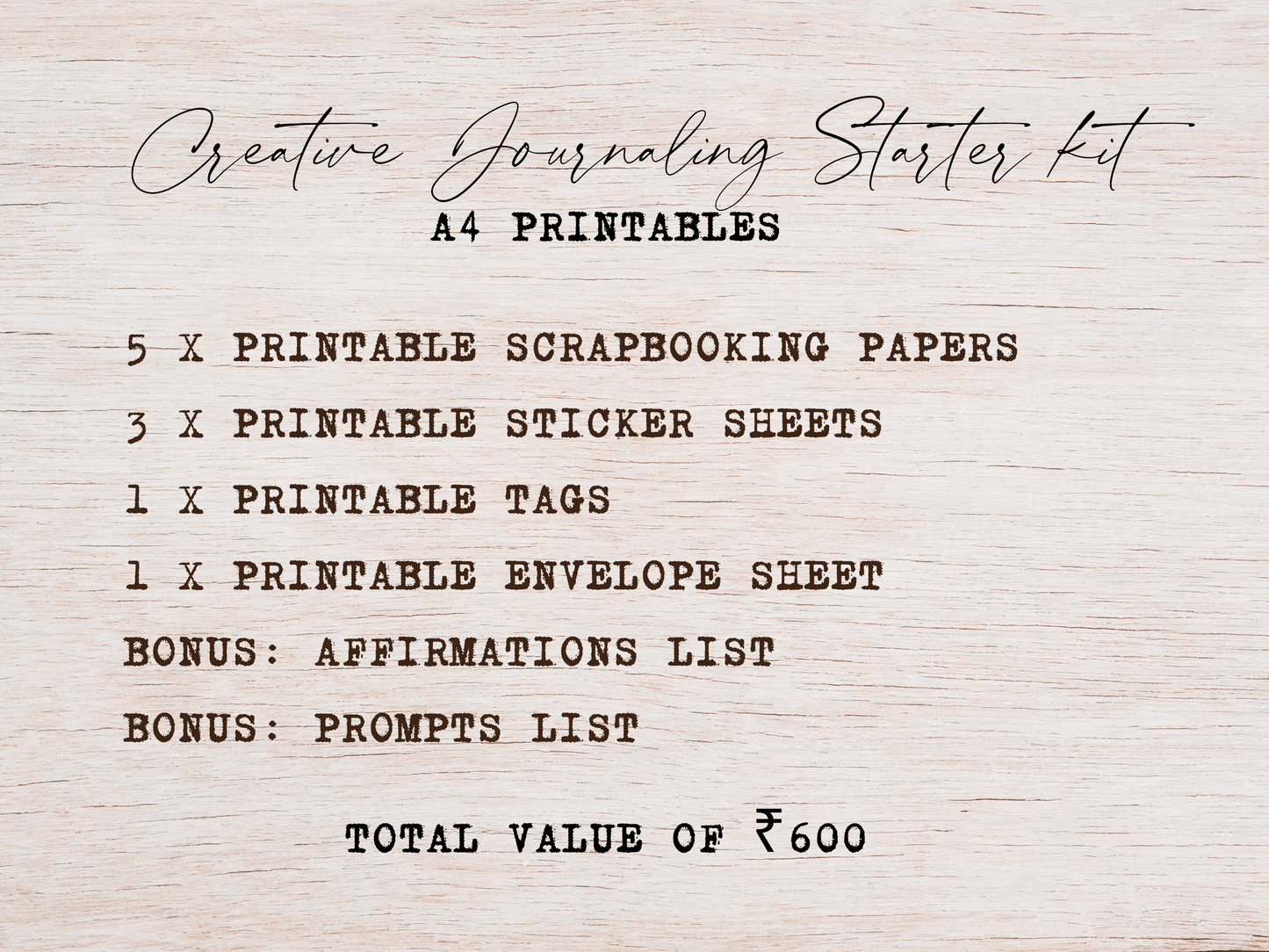 Creative Journal Starter Kit - Get this Printable Freebie with orders ₹499+