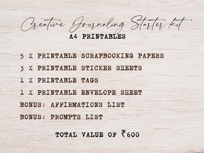 Creative Journal Starter Kit - Get this Printable Freebie with orders ₹499+