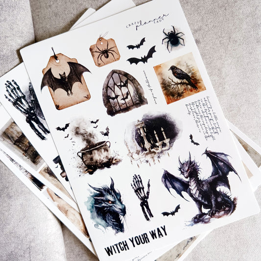 Sticker sheet - Halloween Tags and Dragon