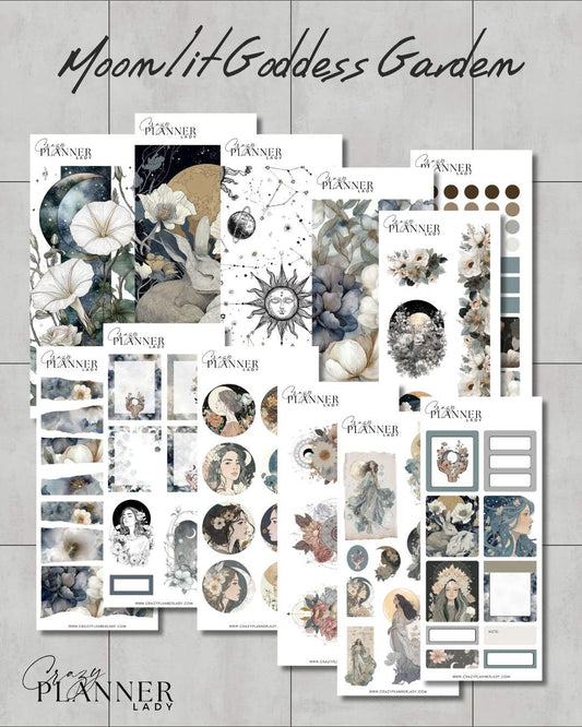 Moonlit Goddess Garden Sticker Collection – Limited Edition Planner Stickers | Set of 12 Sheets | PBC Sale Exclusive