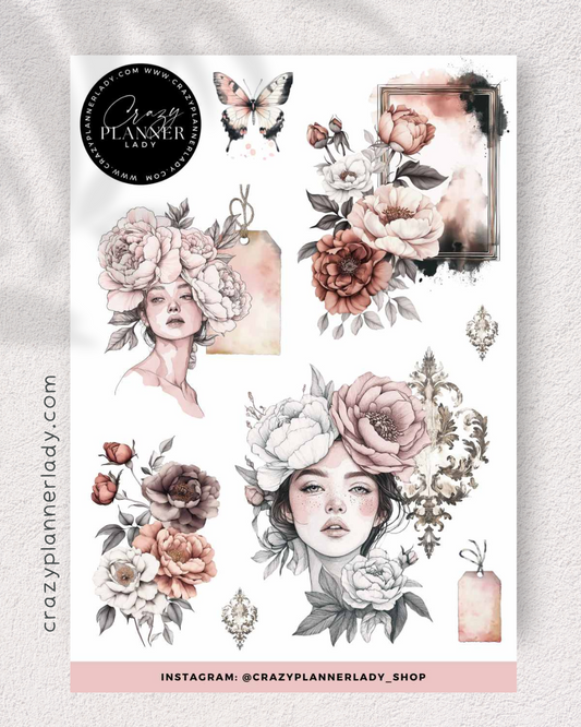 Vintage Floral muse sticker sheet